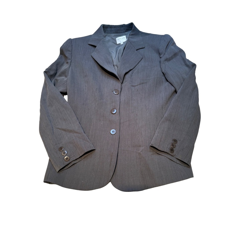 Armani Collezioni Womens Virgin‎ Wool Pinstripe Blazer Jacket Grey Size 12 Italy